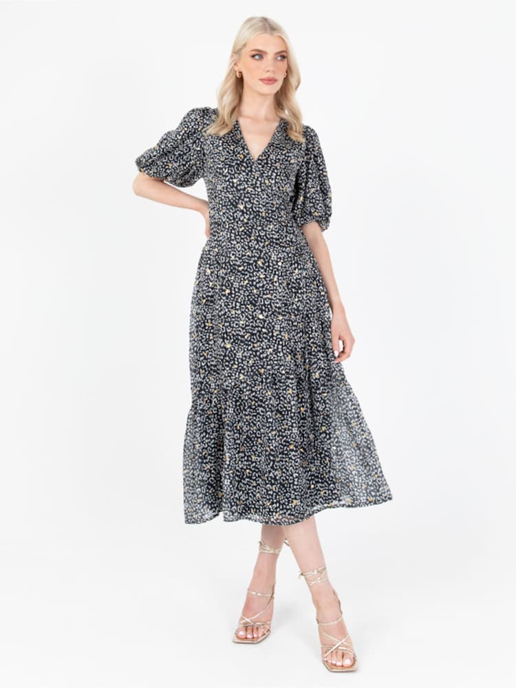 Lovedrobe Animal Print Wrap Front Midaxi Dress - Image 1 of 5 Lovedrobe Animal Print Wrap Front Midaxi Dress - Image 1 of 5