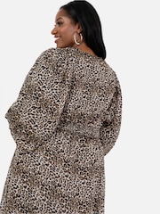 Lovedrobe Animal Print Balloon Sleeve Midi Dress - Image 4 of 4