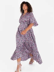 Lovedrobe Animal Print Frill Wrap Hem Maxi Dress - Image 1 of 4