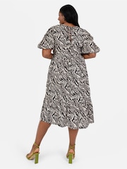 Lovedrobe Animal Print Puff Sleeve Midi Dress - Image 2 of 4