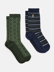 Joules Men's Kingsbury Navy/Khaki 2 Pack Socks (size 7-12) - Image 1 of 3