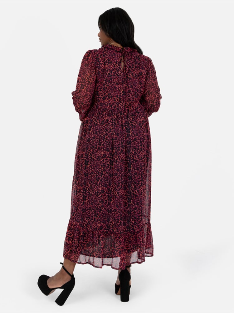 Lovedrobe Red Print Frill Detail Midaxi Dress - Image 2 of 3