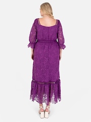 Lovedrobe Purple Square Neck Lace Midaxi Dress - Image 2 of 6