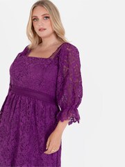 Lovedrobe Purple Square Neck Lace Midaxi Dress - Image 5 of 6