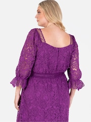Lovedrobe Purple Square Neck Lace Midaxi Dress - Image 6 of 6