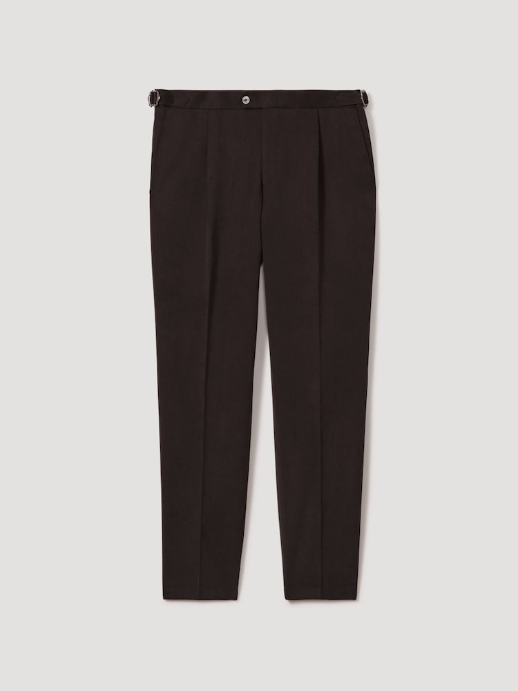 Oscar Jacobson Slim Fit Adjustable Cotton Trousers - Image 2 of 6