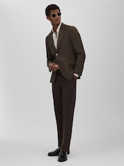 Oscar Jacobson Slim Fit Adjustable Cotton Trousers - Image 3 of 6