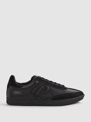 Reiss Black Alba Leather-Suede Low Trainers - Image 1 of 6