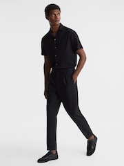 Reiss Black Alba Leather-Suede Low Trainers - Image 2 of 6