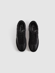 Reiss Black Alba Leather-Suede Low Trainers - Image 4 of 6