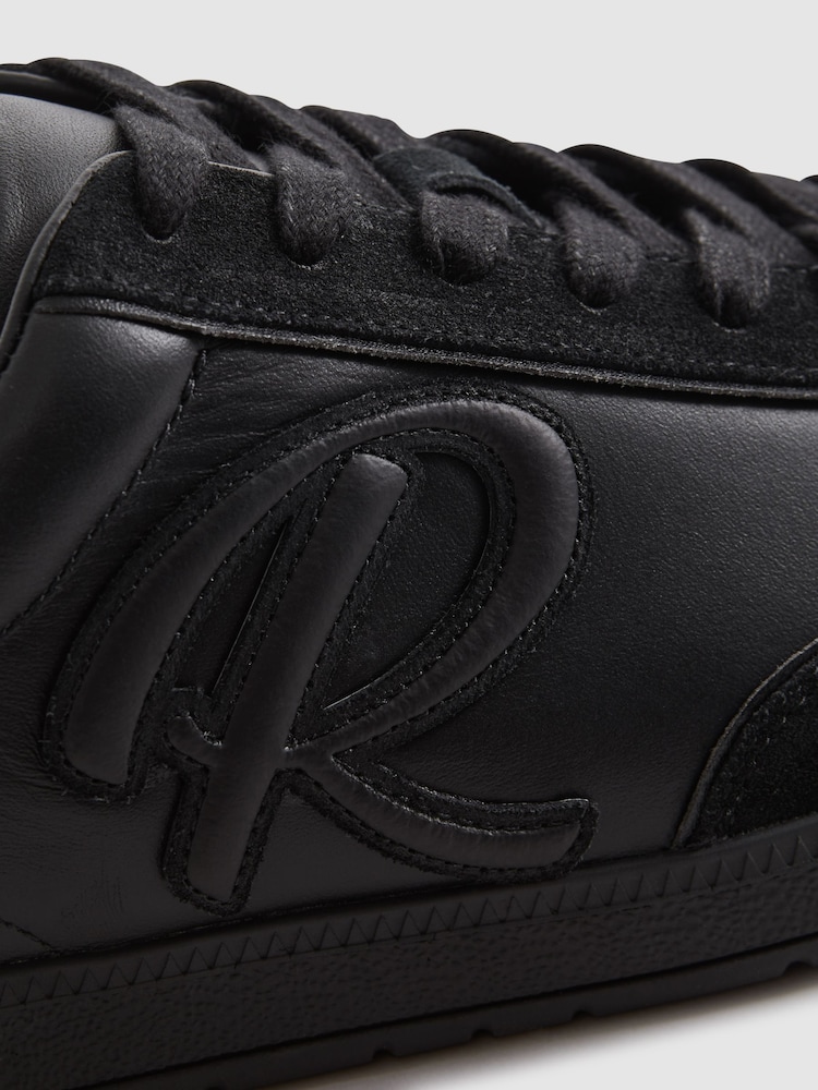 Reiss Black Alba Leather-Suede Low Trainers - Image 6 of 6