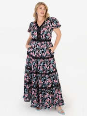 Lovedrobe Black Dark Floral Print And Lace Maxi Dress - Image 1 of 4
