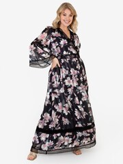 Lovedrobe Black Bell Sleeve Floral Print Maxi Dress - Image 3 of 5