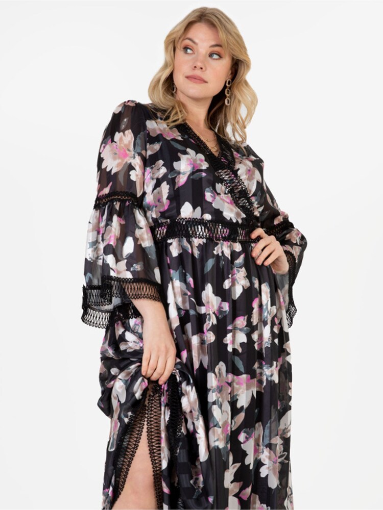 Lovedrobe Black Bell Sleeve Floral Print Maxi Dress - Image 5 of 5