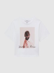 Reiss White Yoshy Senior Cotton Print T-Shirt - Image 2 of 6