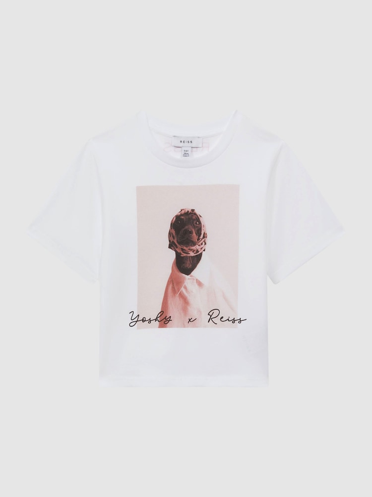 Reiss White Yoshy Senior Cotton Print T-Shirt - Image 2 of 6 Reiss White Yoshy Senior Cotton Print T-Shirt - Image 2 of 6