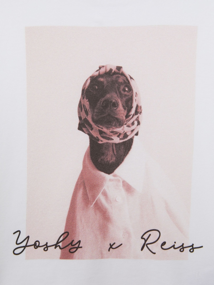 Reiss White Yoshy Senior Cotton Print T-Shirt - Image 6 of 6