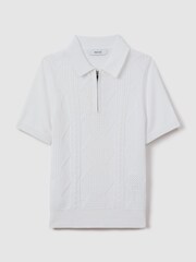 Reiss White Tropic 13-14 yrs Cotton Half-Zip Polo Shirt - Image 2 of 6
