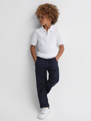 Reiss White Tropic 13-14 yrs Cotton Half-Zip Polo Shirt - Image 3 of 6