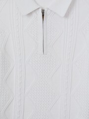 Reiss White Tropic 13-14 yrs Cotton Half-Zip Polo Shirt - Image 6 of 6