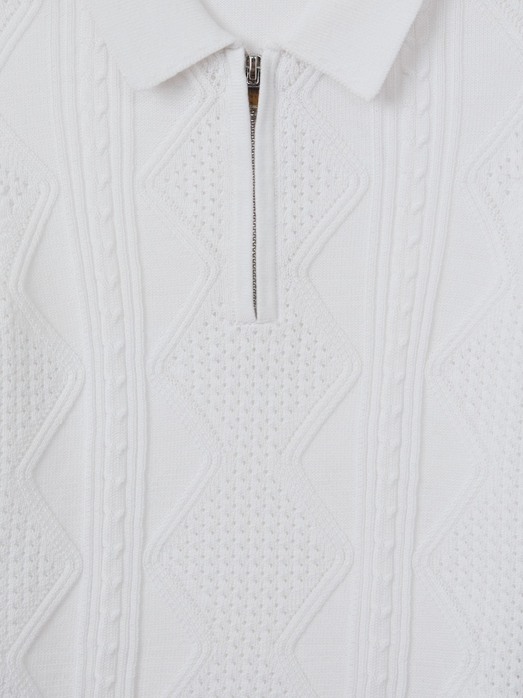 Reiss White Tropic 13-14 yrs Cotton Half-Zip Polo Shirt - Image 6 of 6 Reiss White Tropic 13-14 yrs Cotton Half-Zip Polo Shirt - Image 6 of 6