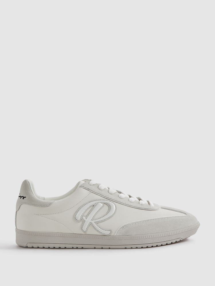 Reiss White Alba Leather-Suede Low Trainers - Image 1 of 6