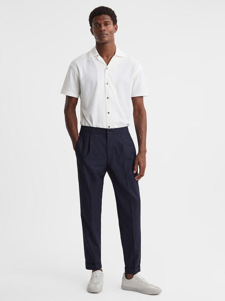 Reiss White Alba Leather-Suede Low Trainers - Image 2 of 6