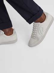 Reiss White Alba Leather-Suede Low Trainers - Image 3 of 6
