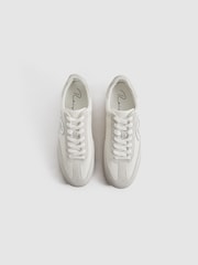 Reiss White Alba Leather-Suede Low Trainers - Image 4 of 6
