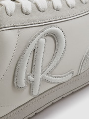 Reiss White Alba Leather-Suede Low Trainers - Image 6 of 6
