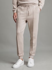 Reiss Oatmeal Premier Interlock Jersey Drawstring Joggers - Image 1 of 6