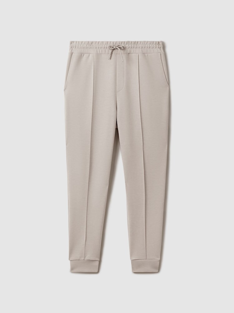 Reiss Oatmeal Premier Interlock Jersey Drawstring Joggers - Image 2 of 6