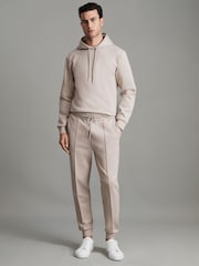 Reiss Oatmeal Premier Interlock Jersey Drawstring Joggers - Image 3 of 6