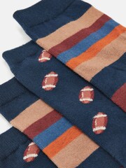 Joules Men's Kingsbury Navy/Burgundy 2 Pack Socks (size 7-12) - Image 3 of 4