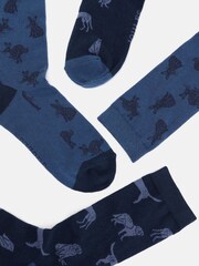 Joules Men's Kingsbury Blue/Navy 2 Pack Socks (size 7-12) - Image 2 of 3