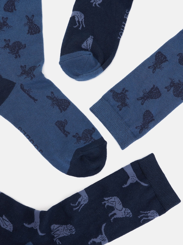 Joules Men's Kingsbury Blue/Navy 2 Pack Socks (size 7-12) - Image 2 of 3