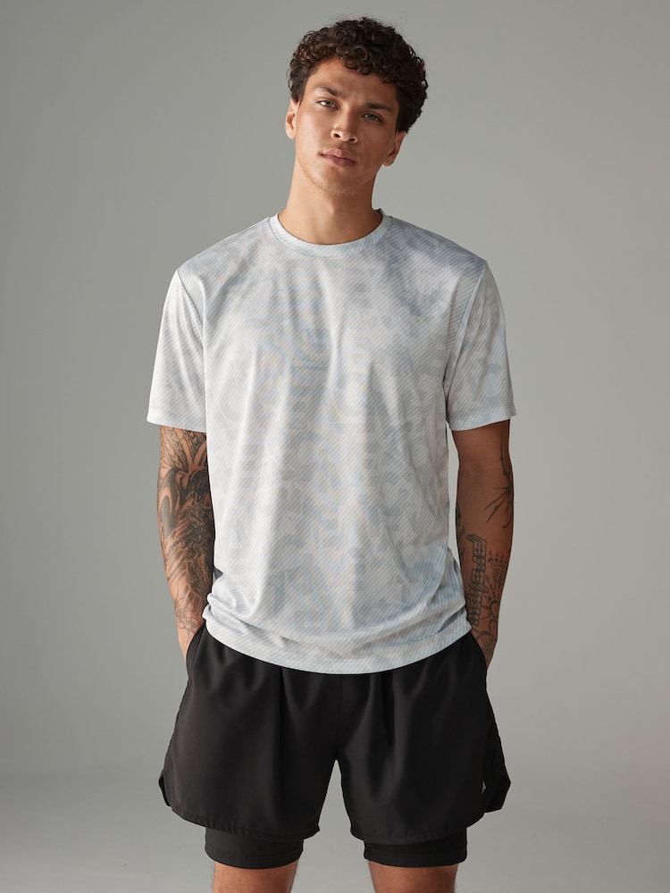 Grey/Ecru Active Printed Training T-Shirt - Image 2 of 8