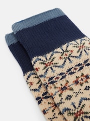 Joules Men's Alby Cream/Blue Fairisle Pattern Socks (size 7-12) - Image 4 of 4