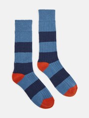 Joules Men's Gibson Blue/Navy Cosy Striped Socks - Image 1 of 3
