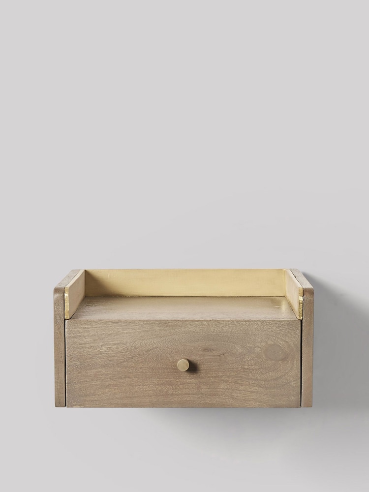 Swoon Grey Fresco Mango Wood 1 Drawer Bedside Table - Image 1 of 4 Swoon Grey Fresco Mango Wood 1 Drawer Bedside Table - Image 1 of 4