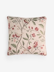 Red 50cm x 50cm Embroidered Bird Cushion - Image 1 of 2