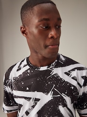Black/White Active Gym Printed Training T-Shirt - Image 1 of 9
