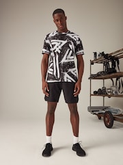 Black/White Active Gym Printed Training T-Shirt - Image 5 of 9