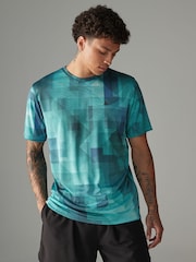 Aqua Blue Active Gym Printed Training T-Shirt - Image 5 of 10