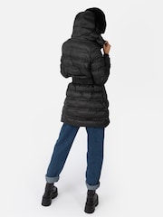Lovedrobe Belted Padded Coat with Faux Fur Trim Hood - Image 2 of 5