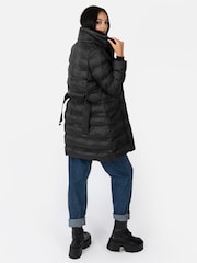 Lovedrobe Belted Padded Coat with Faux Fur Trim Hood - Image 3 of 5