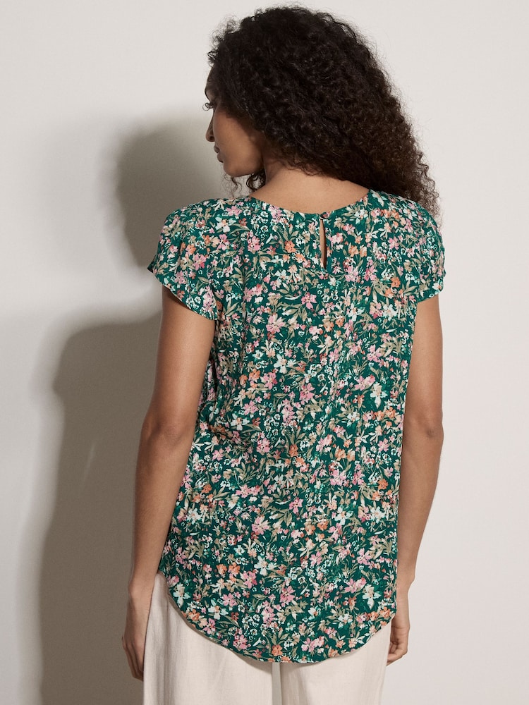 Apricot Green Ditsy Floral Print Top - Image 2 of 4