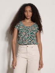 Apricot Green Ditsy Floral Print Top - Image 3 of 4