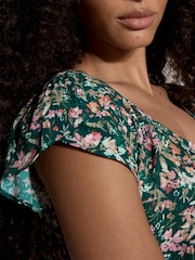 Apricot Green Ditsy Floral Print Top - Image 4 of 4