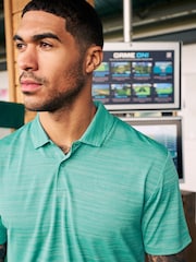 Aqua Blue Active Mesh Golf Polo Shirt - Image 1 of 8